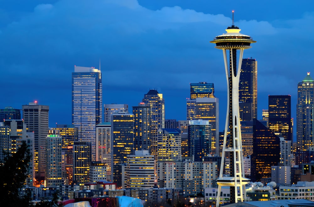 Picture of the Seattle Space Needle from the Chihuly Garden and Glass Museum – Blog on Y-Strap decompression treatment at Amazing Life Chiropractic and Wellness in Seattle, WA